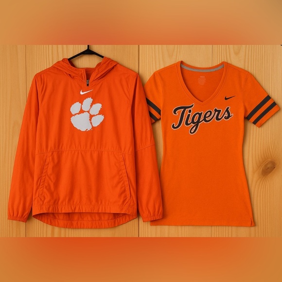 Clemson Tigers Nike University Bundle- Pullover Jacket and Tee Like New - Picture 1 of 11